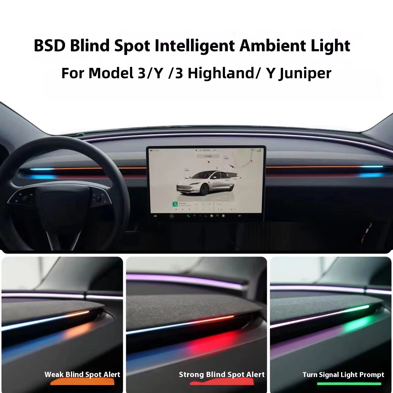 2025 Latest Tesla Car Ambient Light Kit – Compatible with Juniper & Highland