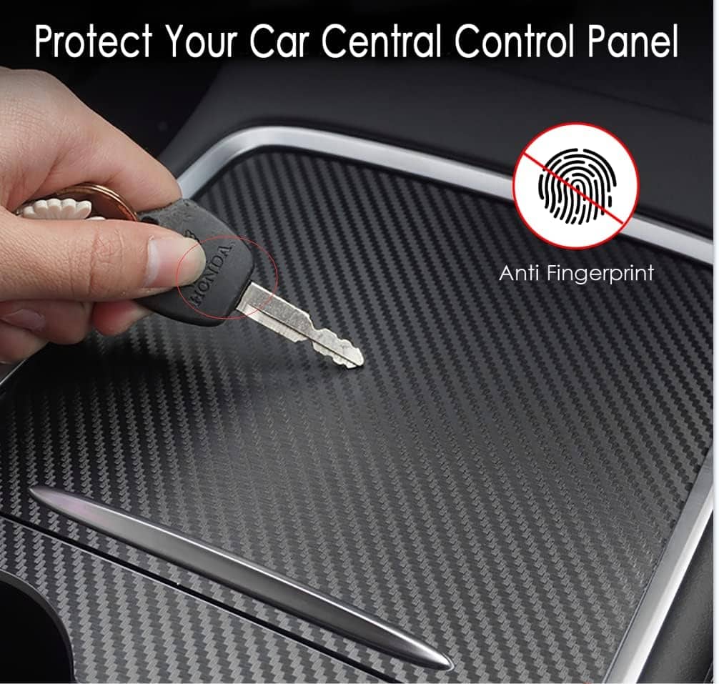 LightingBugTech Anti-Fingerprint Car Central Control Panel Protection with Carbon Fiber Texture