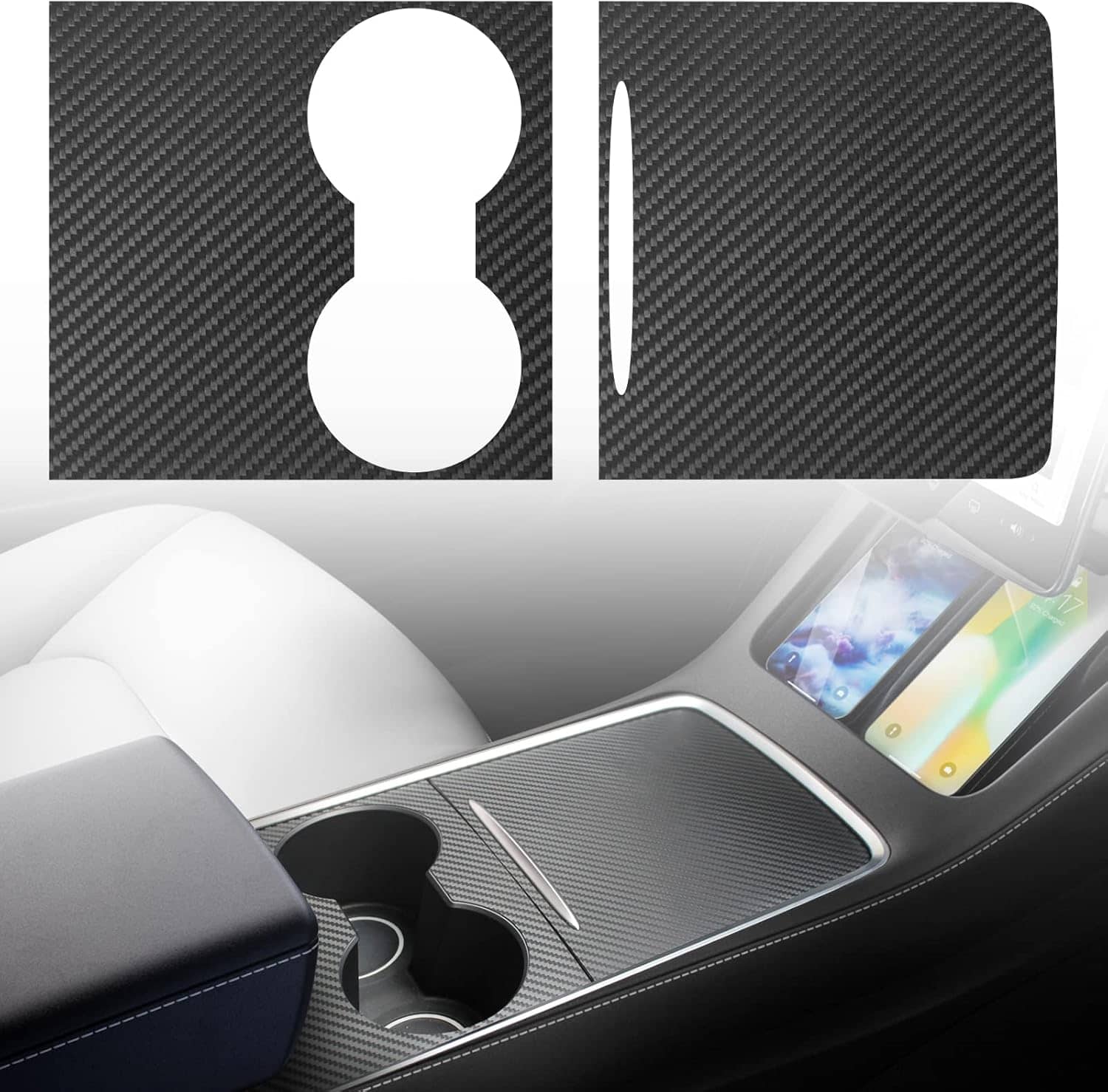 Carbon fiber center console wrap for enhanced interior style and durability in vehicles