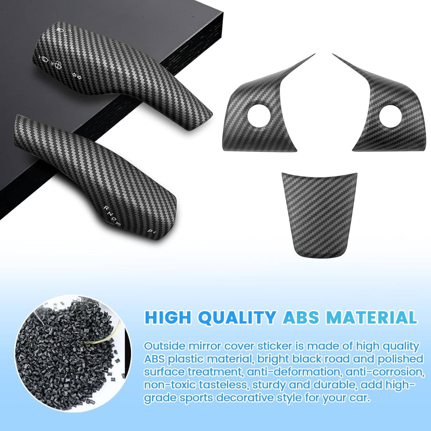 Carbon Fiber Style Mirror Cover Stickers for Durable and Stylish Vehicle Customization