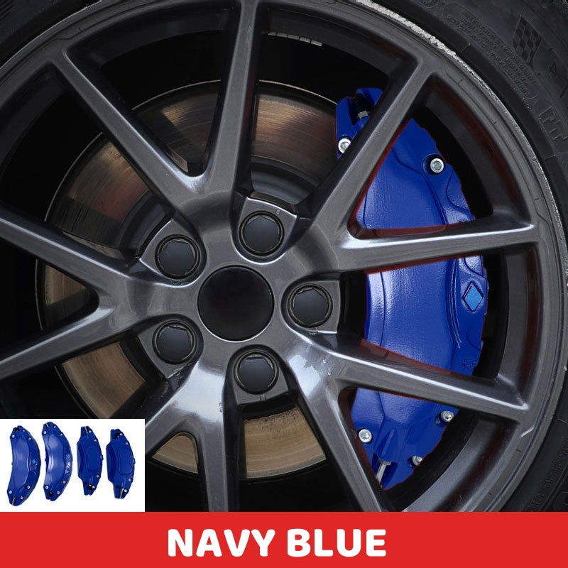 Navy Blue Brake Caliper Covers for Tesla Model Y/3 enhancing wheel appearance and performance