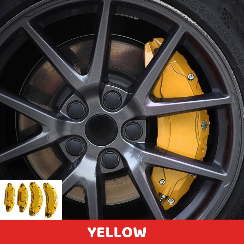 Yellow Brake Caliper Covers for Tesla Model Y/3 enhancing wheel appearance and performance