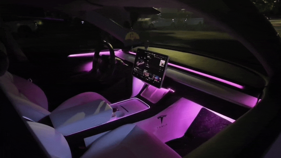 Lighting Bug ambient lighting installed in Tesla