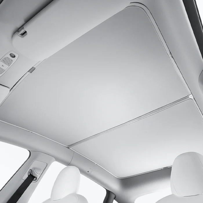 Roof Glass Sunshade For Tesla Model 3/Y 2023-2021 providing shade and reducing glare for a comfortable drive