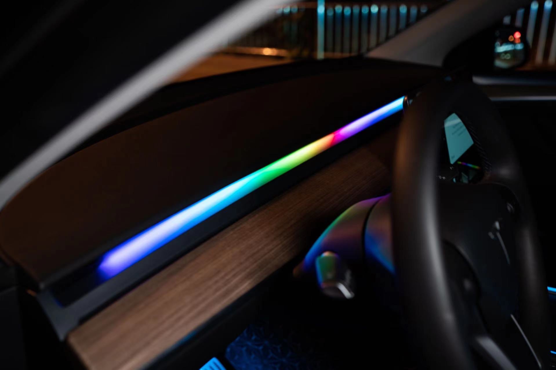 Dashboard Light for Tesla Model3&Y 2019-2024 ambient lighting strip with multi-color LED glow