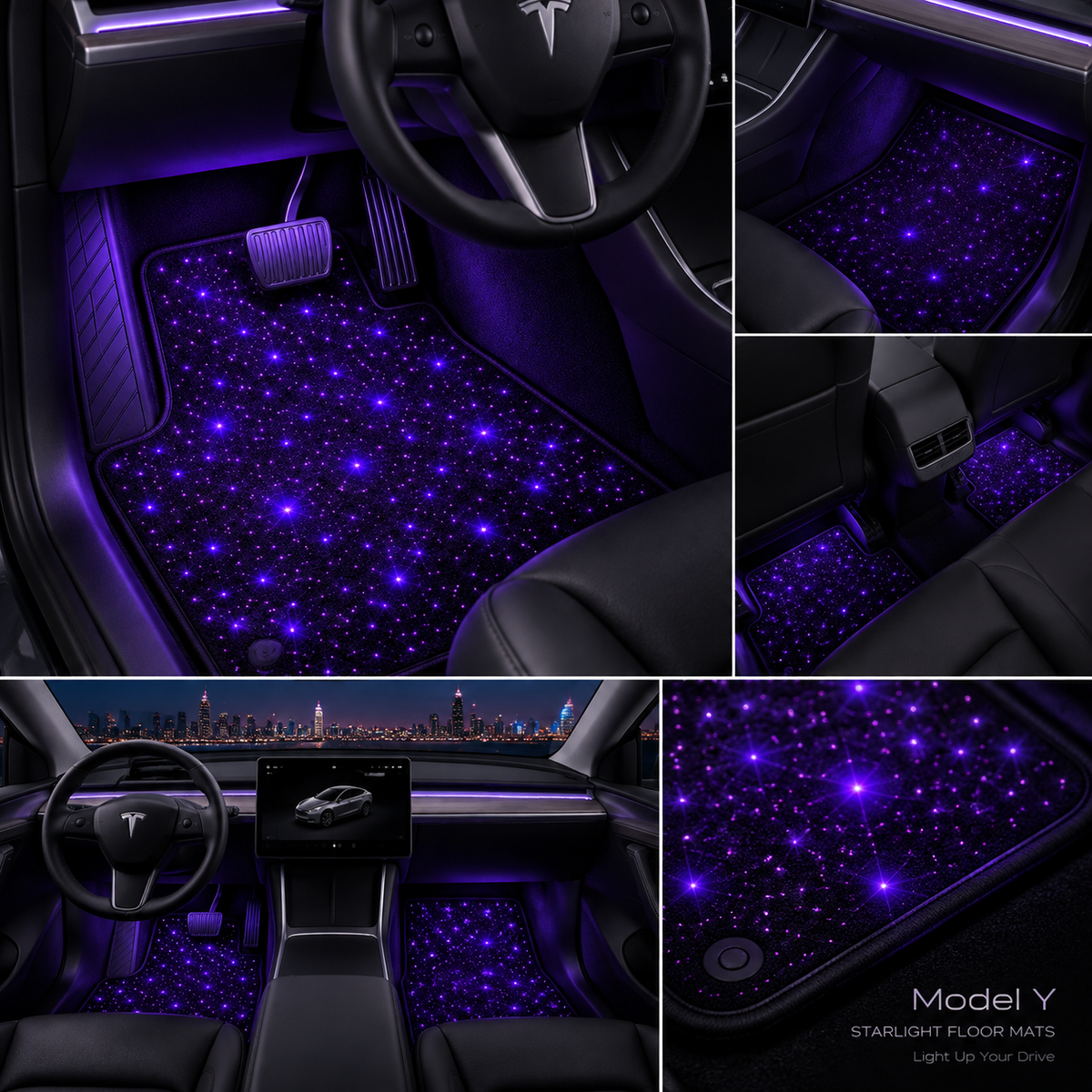 LED Starlight Floor Mats for Tesla Model 3/Y – Starry Sky Car Mats