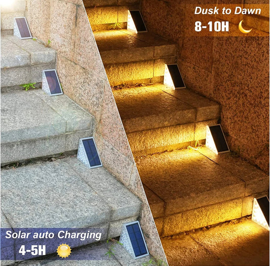 Outdoor solar-powered stair lights