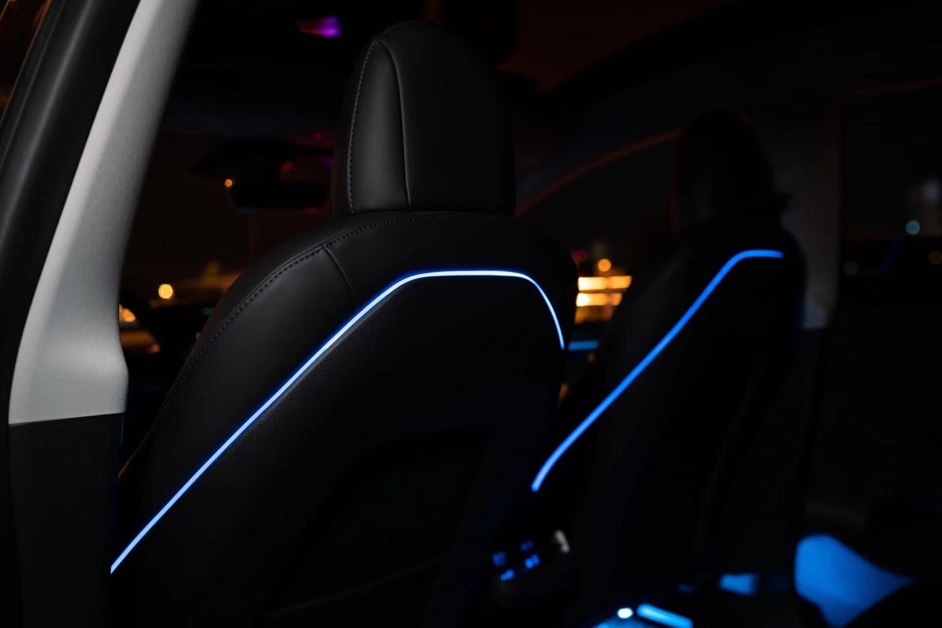 Stylish backrest light for Tesla Model 3 & Model Y illuminating the seats with a soft glow
