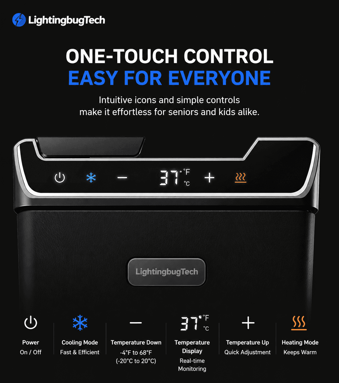 Tesla Model Y Juniper Rear Center Console Refrigerator with one-touch control and temperature display
