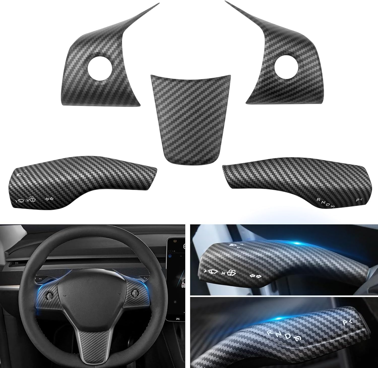 Carbon Fiber Interior Trim Set for Tesla Model 3 with Custom Fit and Stylish Design