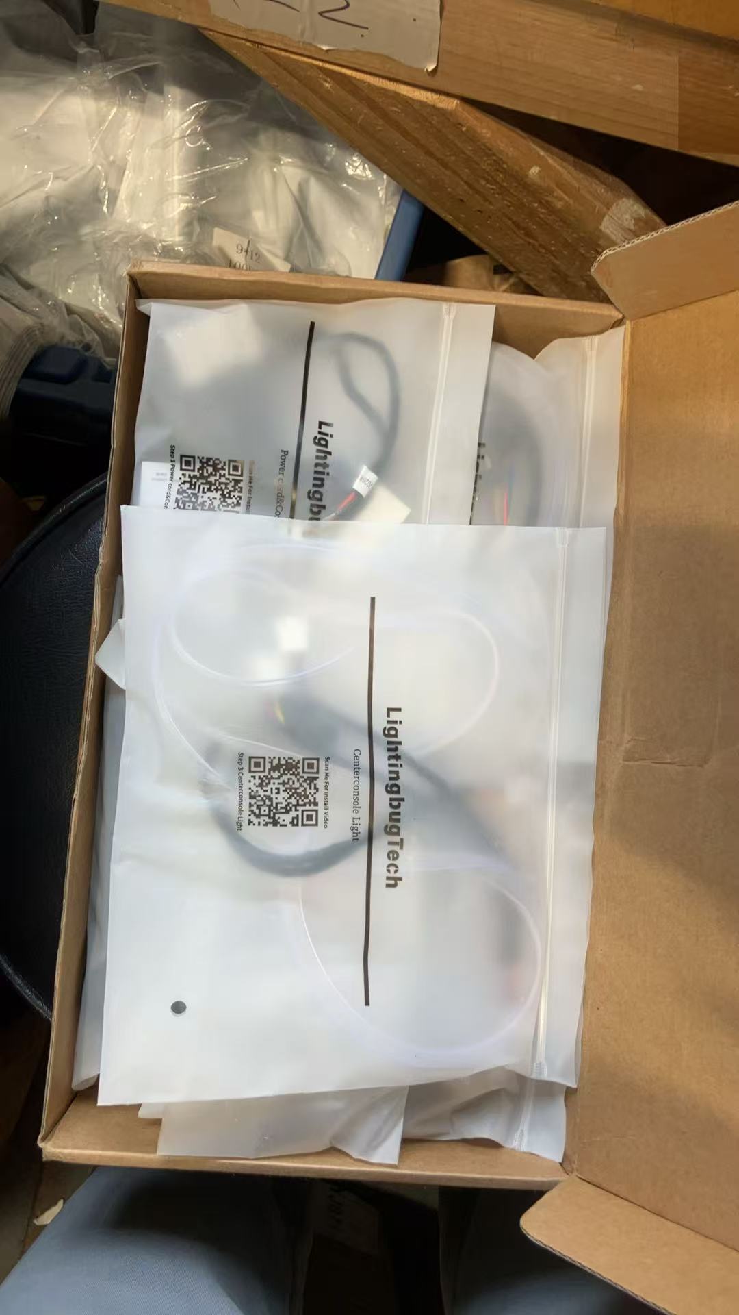 Tesla Ambient Lighting Kit by LightingBugTech packaged in a box for easy installation