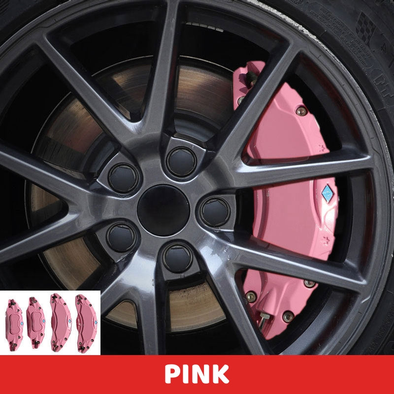 Pink Brake Caliper Covers for Tesla Model Y/3, enhancing style and protection of your vehicle’s brakes