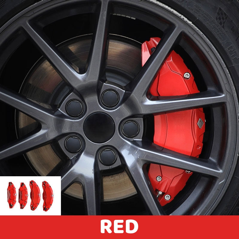 Bright Red Brake Caliper Covers for Tesla Model Y/3, enhancing the sporty look of your vehicle
