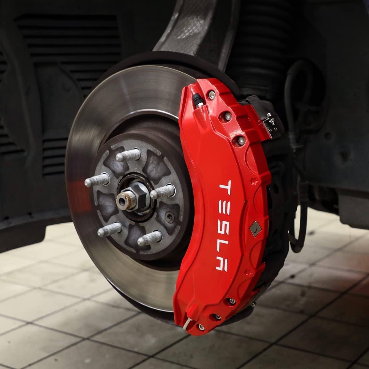 Bright Red Brake Caliper Covers for Tesla Model Y/3 Enhancing Style and Protection