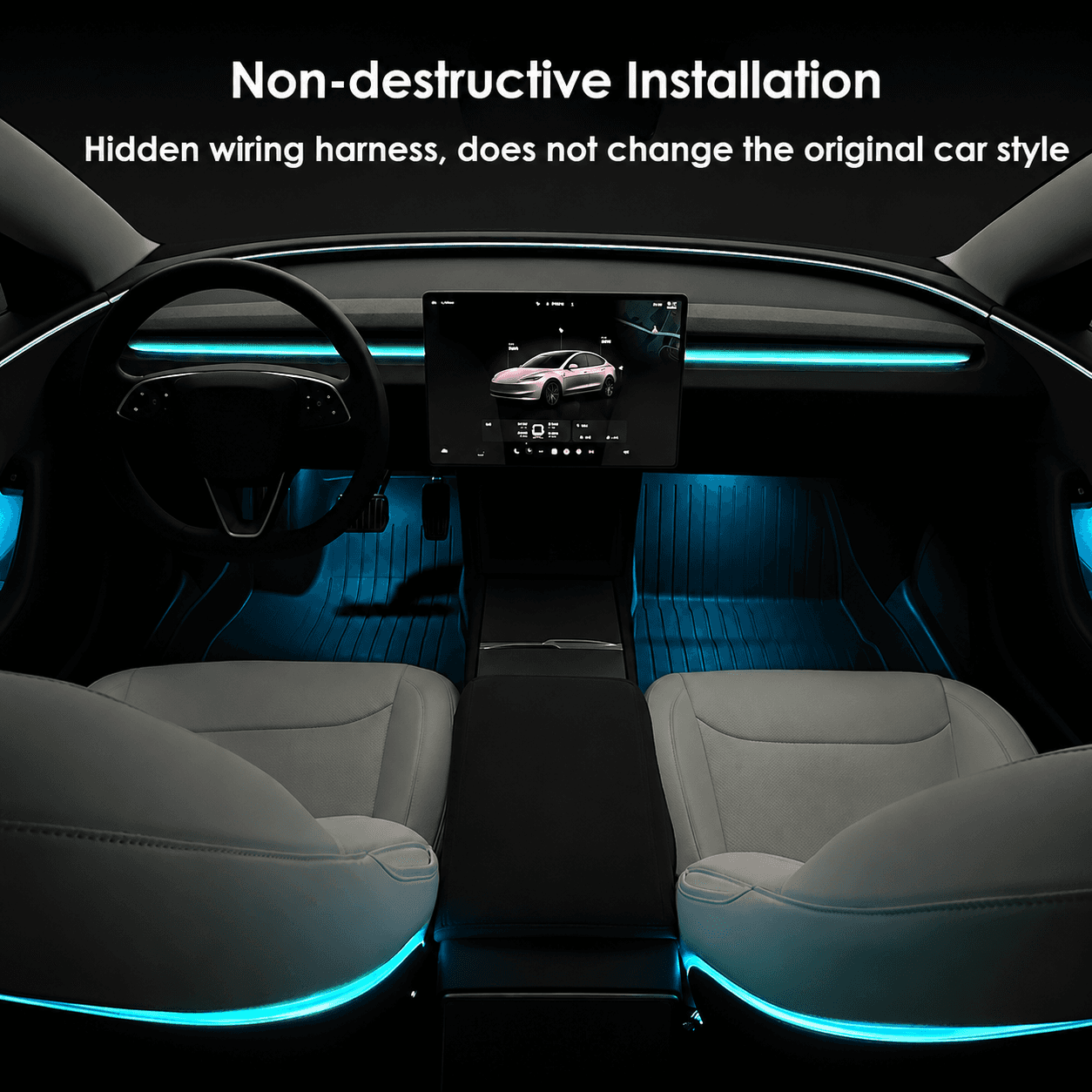 Tesla Highland & Juniper Ambient Lighting Kit features non-destructive installation and hidden wiring for a sleek look