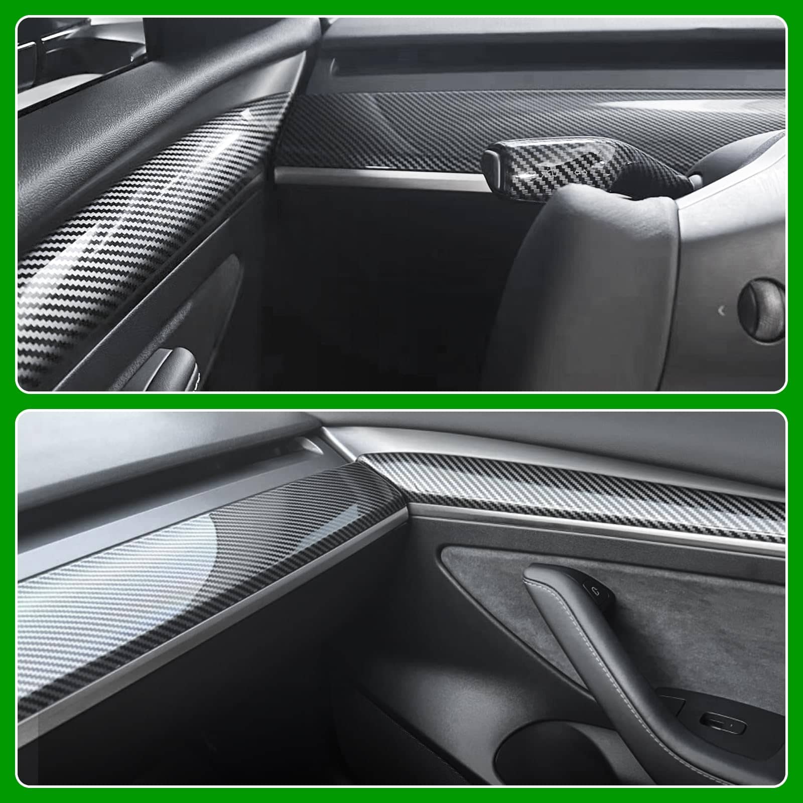 Tesla Model 3 & Model Y Carbon Fiber Interior Trim Kit – Dashboard & Center Console Cover Upgrade (2019–2026) for stylish upgrade