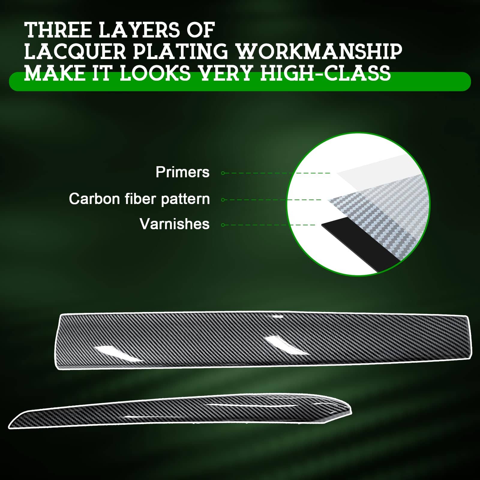 Tesla Model 3 & Model Y Carbon Fiber Interior Trim Kit – Dashboard & Center Console Cover Upgrade (2019–2026) showcasing high-class workmanship