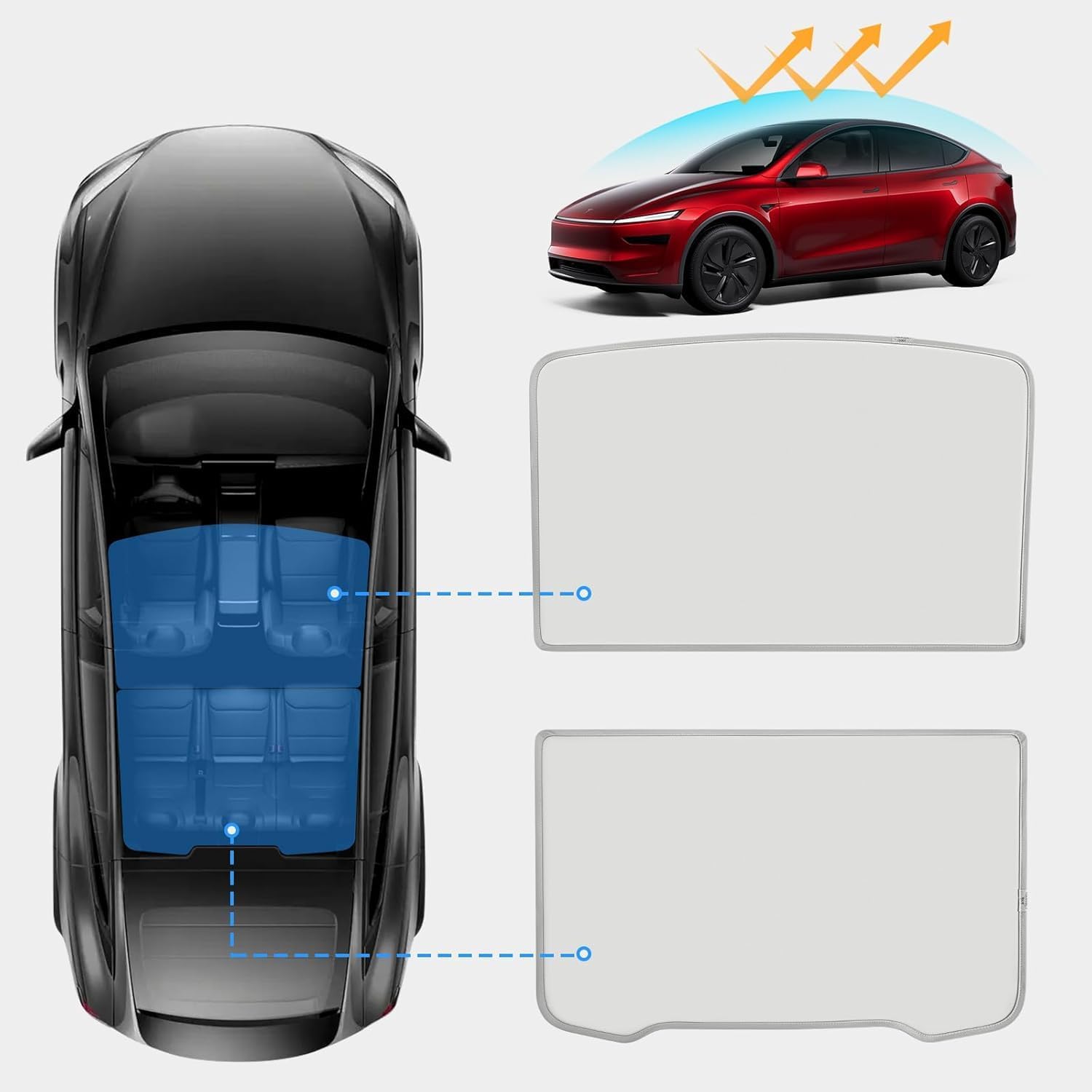 Roof Glass Sunshade For Tesla Model 3/Y 2023-2021 with easy installation and sun protection features