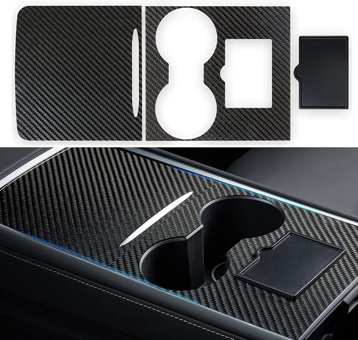 Carbon Fiber Center Console Organizer for Cars with Cup Holder and Card Slot by LightingBugTech