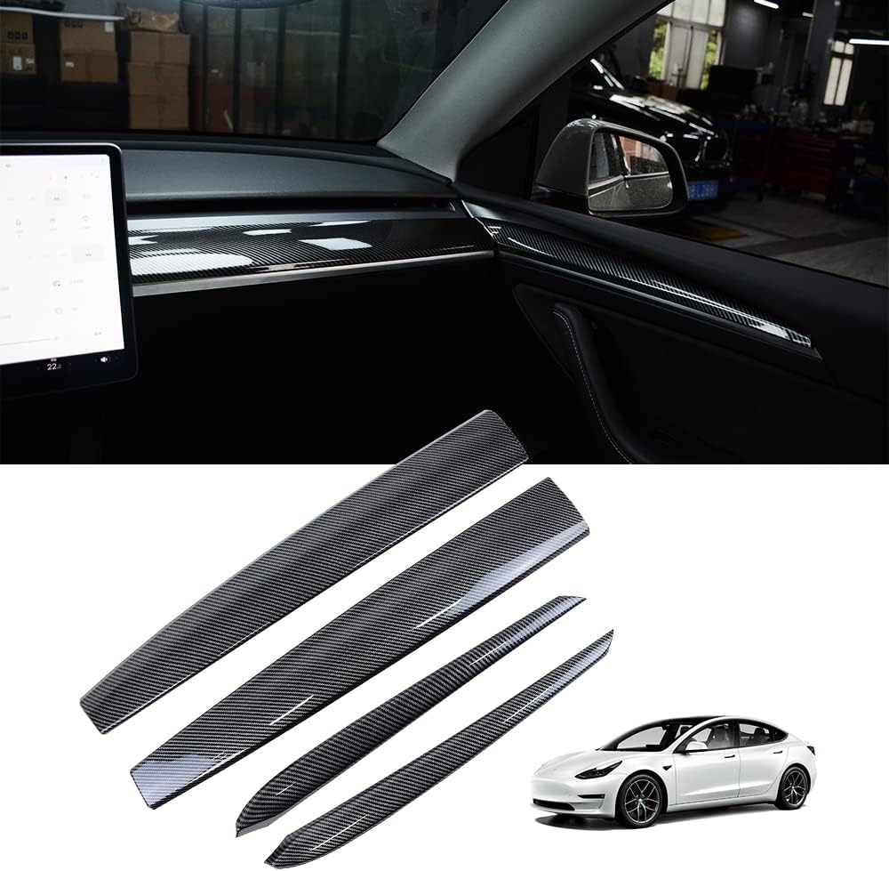 Carbon Fiber Interior Trim Kit for Tesla Model 3 with Stylish Finish and Easy Installation